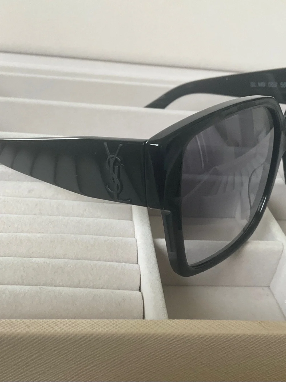 Yves Saint Laurent Black Gradient Lens Square Sunglasses